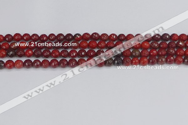 CAJ759 15.5 inches 6mm faceted round apple jasper beads