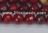 CAJ760 15.5 inches 8mm faceted round apple jasper beads