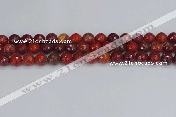 CAJ761 15.5 inches 10mm faceted round apple jasper beads