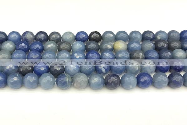 CAJ826 15 inches 8mm faceted round blue aventurine beads