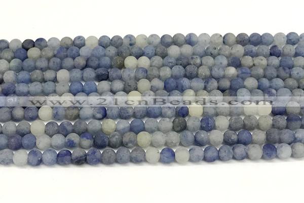 CAJ875 15 inches 4mm round matte blue aventurine beads