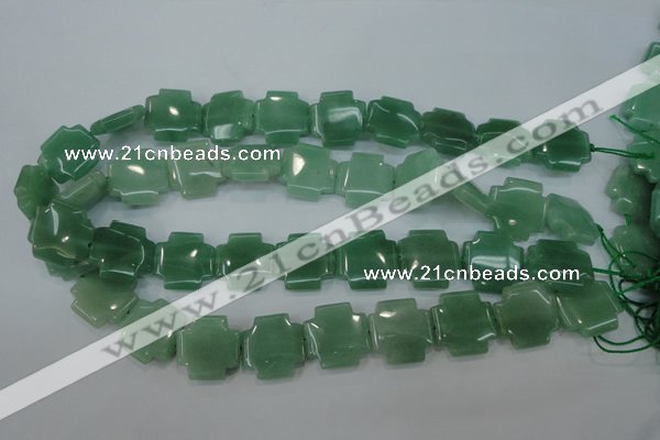 CAJ88 15.5 inches 20*20mm cross green aventurine beads wholesale