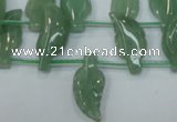 CAJ89 Top-drilled 10*20mm carved leaf green aventurine beads wholesale