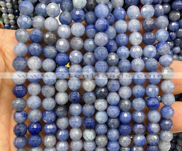 CAJ894 15 inches 6mm faceted round blue aventurine beads wholesale