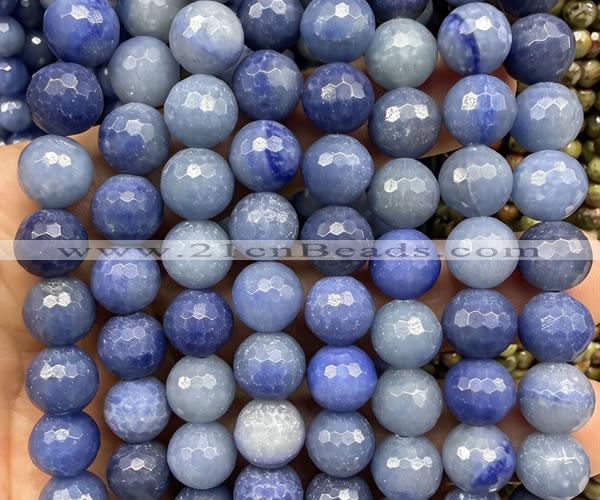 CAJ897 15 inches 12mm faceted round blue aventurine beads wholesale