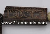 CAL08 14.5 inches 25*52mm carved rectangle agalmatolite beads