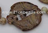 CAL30 14.5 inches 54*56mm carved fish agalmatolite beads