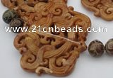 CAL33 14.5 inches 60*70mm carved agalmatolite beads