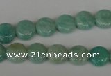 CAM1016 15.5 inches 10mm flat round natural Russian amazonite beads