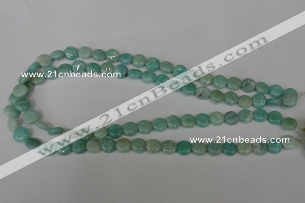 CAM1016 15.5 inches 10mm flat round natural Russian amazonite beads