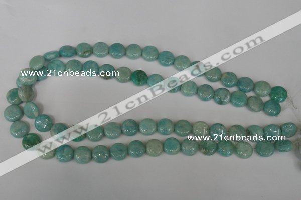 CAM1017 15.5 inches 12mm flat round natural Russian amazonite beads