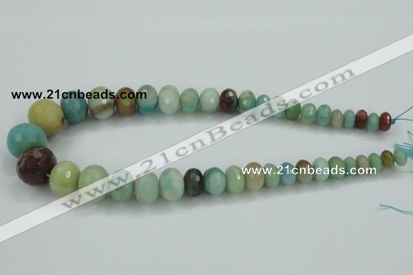 CAM107 15.5 inches multi-size faceted rondelle amazonite gemstone beads