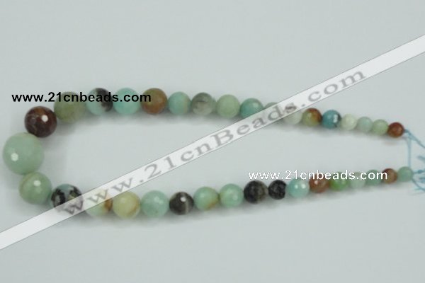 CAM110 15.5 inches multi-size faceted round amazonite gemstone beads