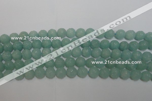 CAM1122 15.5 inches 8mm carved round amazonite beads wholesale