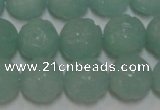 CAM1123 15.5 inches 10mm carved round amazonite beads wholesale