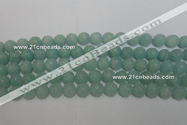 CAM1123 15.5 inches 10mm carved round amazonite beads wholesale