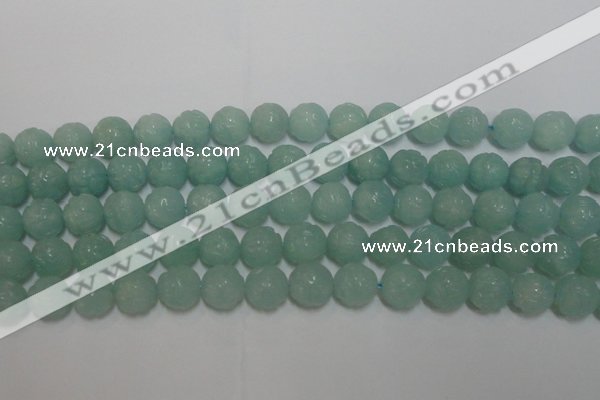 CAM1123 15.5 inches 10mm carved round amazonite beads wholesale