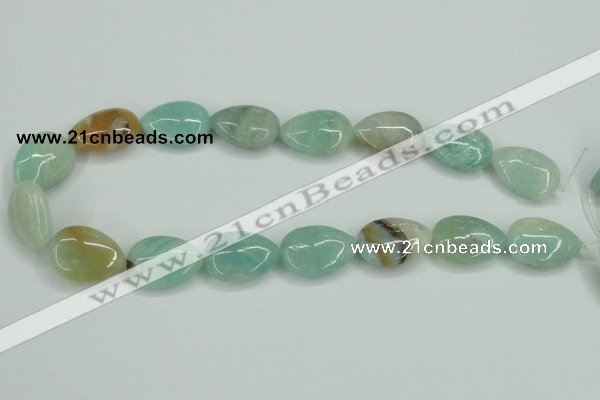 CAM117 15.5 inches 18*25mm flat teardrop amazonite gemstone beads