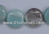 CAM123 15.5 inches 20mm flat round amazonite gemstone beads