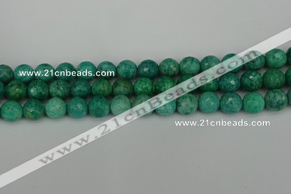 CAM1404 15.5 inches 12mm faceted round Russian amazonite beads