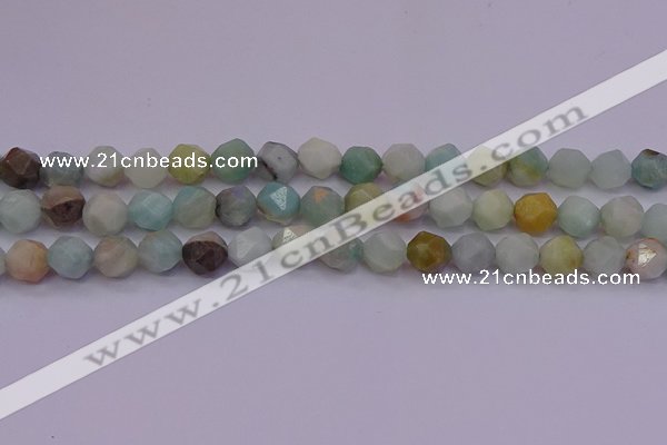 CAM1413 15.5 inches 10mm faceted nuggets amazonite gemstone beads