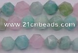 CAM1441 15.5 inches 6mm faceted nuggets amazonite & rose quartz beads