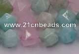 CAM1444 15.5 inches 12mm faceted nuggets amazonite & rose quartz beads