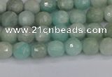 CAM1450 15.5 inches 4mm faceted round amazonite gemstone beads