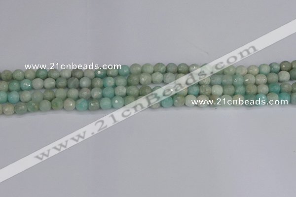 CAM1450 15.5 inches 4mm faceted round amazonite gemstone beads