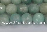 CAM1453 15.5 inches 10mm faceted round amazonite gemstone beads