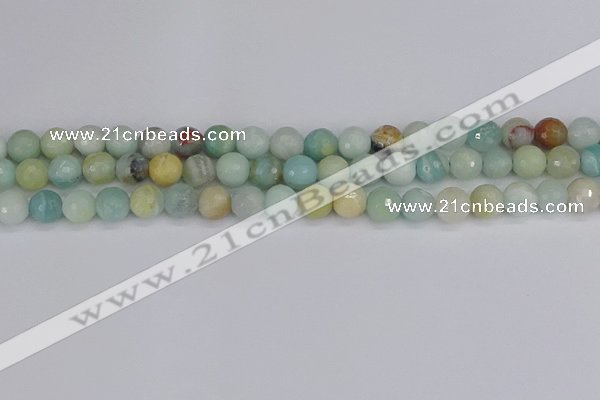 CAM1460 15.5 inches 8mm faceted round amazonite beads wholesale