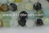 CAM1466 15.5 inches 6mm faceted nuggets black amazonite beads