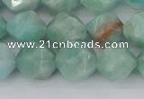 CAM1474 15.5 inches 10mm faceted nuggets Brazilian amazonite beads