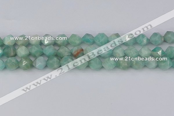 CAM1475 15.5 inches 12mm faceted nuggets Brazilian amazonite beads