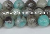 CAM1482 15.5 inches 8mm round Madagascar black amazonite beads