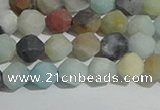 CAM1487 15.5 inches 6mm faceted nuggets matte black amazonite beads