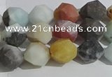 CAM1488 15.5 inches 8mm faceted nuggets matte black amazonite beads