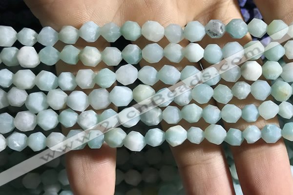 CAM1493 15.5 inches 6mm faceted nuggets amazonite beads wholesale