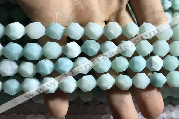 CAM1495 15.5 inches 10mm faceted nuggets amazonite beads wholesale