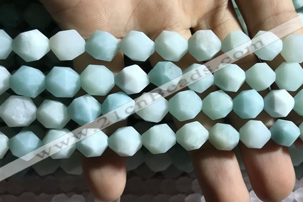 CAM1496 15.5 inches 12mm faceted nuggets amazonite beads wholesale