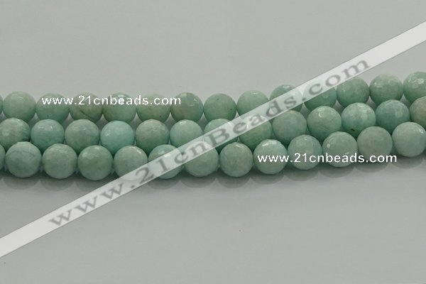 CAM1515 15.5 inches 14mm faceted round natural peru amazonite beads