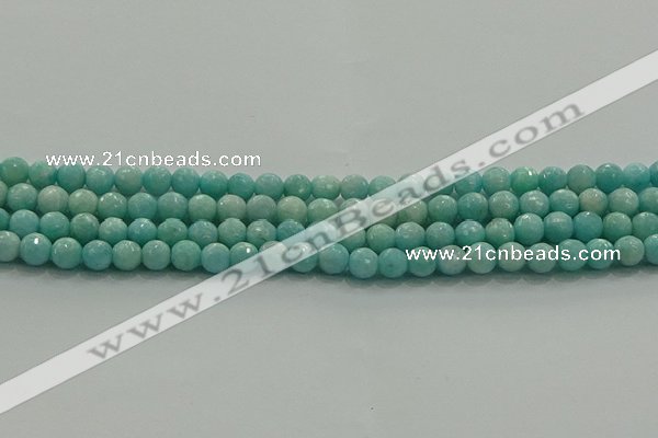 CAM1521 15.5 inches 6mm faceted round natural peru amazonite beads