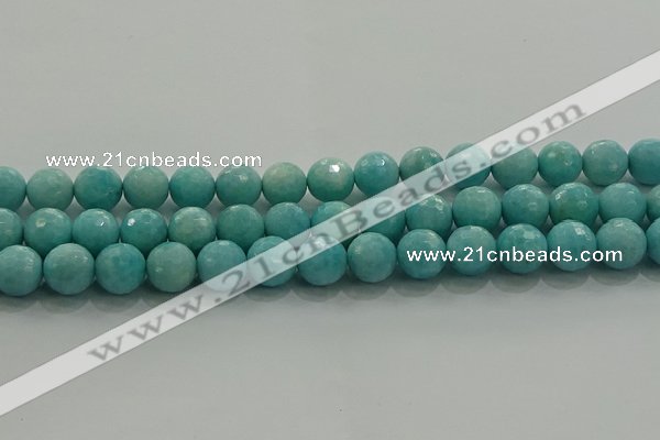 CAM1524 15.5 inches 12mm faceted round natural peru amazonite beads