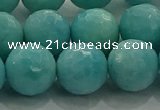 CAM1525 15.5 inches 14mm faceted round natural peru amazonite beads