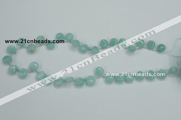 CAM153 9*11mm top-drilled flat teardrop amazonite gemstone beads