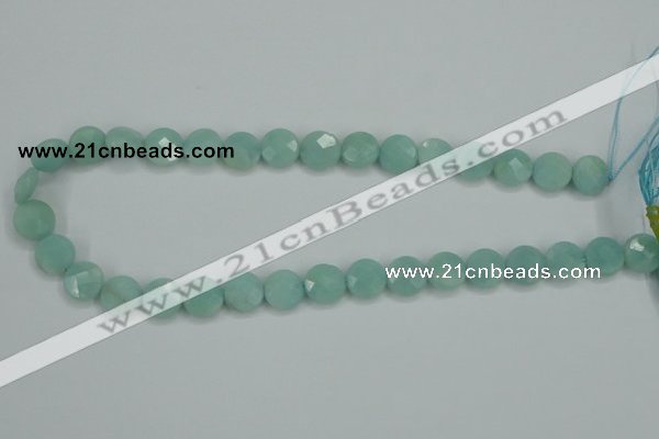 CAM155 15.5 inches 12mm faceted coin amazonite gemstone beads