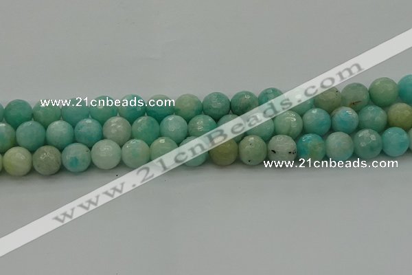 CAM1563 15.5 inches 10mm faceted round Russian amazonite beads