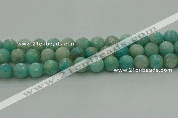 CAM1565 15.5 inches 14mm faceted round Russian amazonite beads