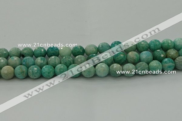 CAM1583 15.5 inches 10mm faceted round Russian amazonite beads