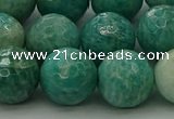CAM1585 15.5 inches 14mm faceted round Russian amazonite beads